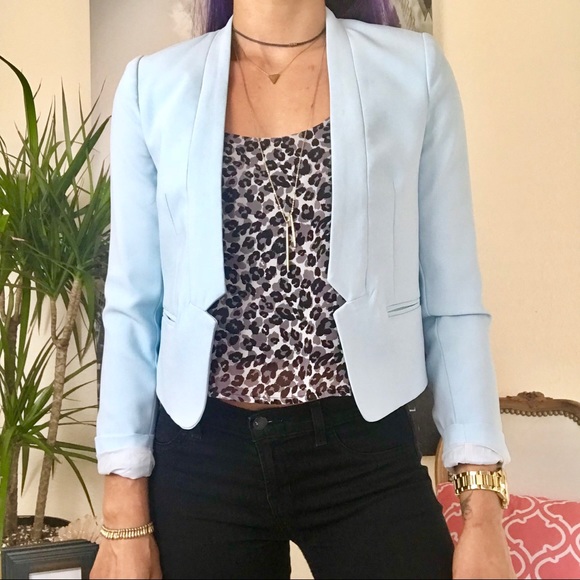 baby blue cropped jacket